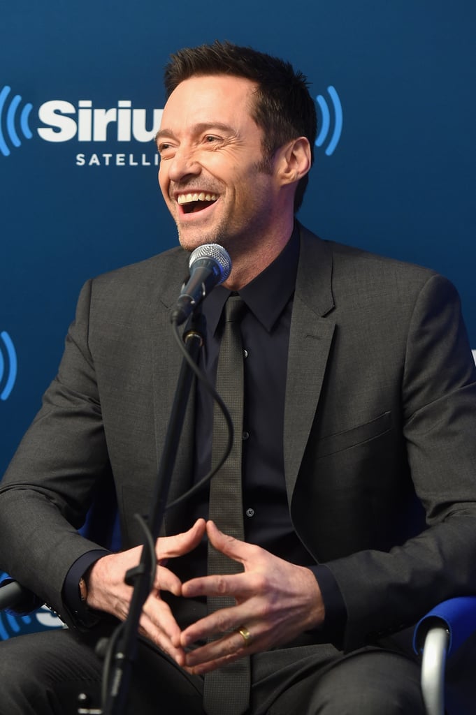 On Thursday, Hugh Jackman couldn't contain his laugh in NYC.