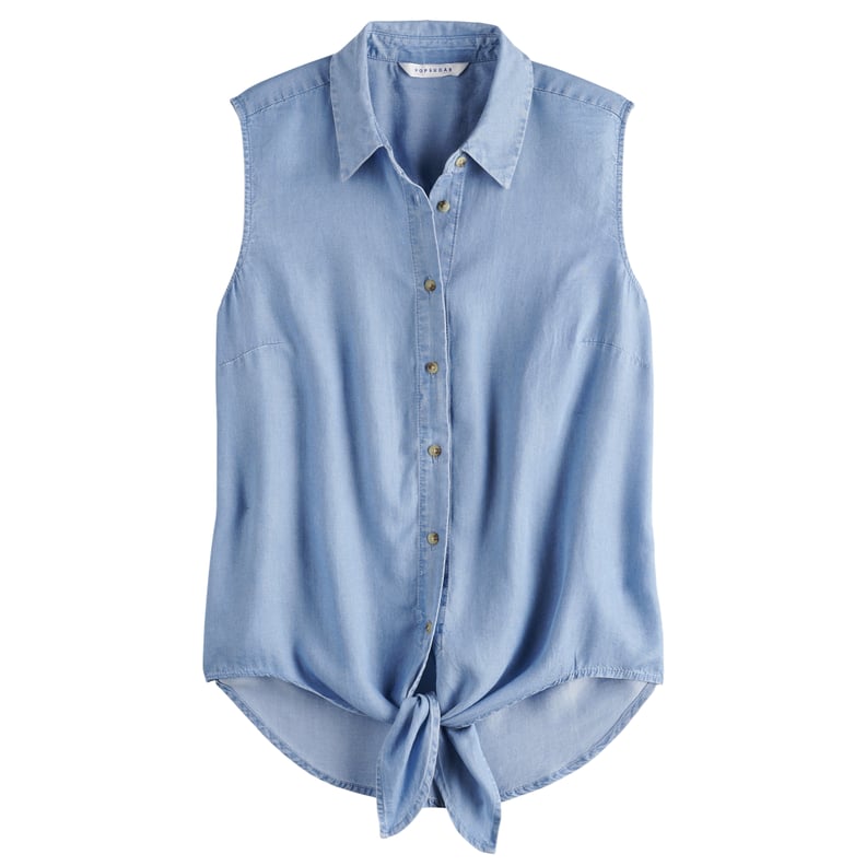 POPSUGAR Tie-Front Button-Up Tank Top