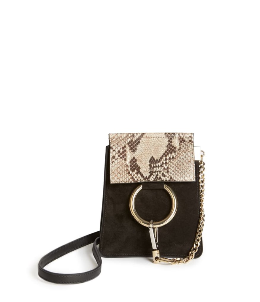 Chloé Faye Mini Suede and Python-Embossed Leather Bracelet Crossbody Bag ($1,290)