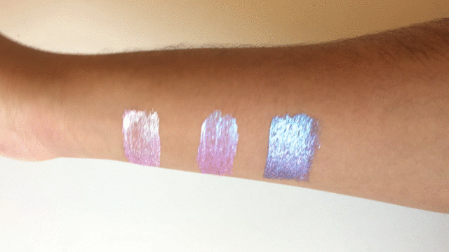 GIF Swatch of New Stila Magnificent Metals Glitter & Glow Liquid Eye Shadows on Medium Skin