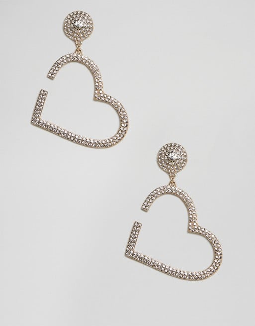 Liars & Lovers Open Heart Rhinestone Drop Earrings