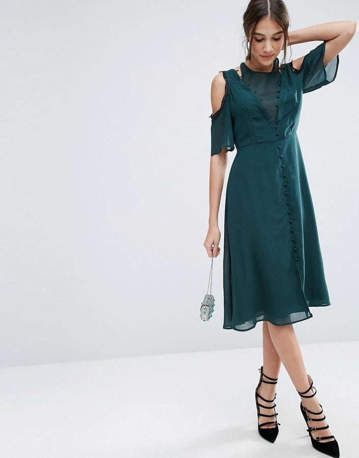 ASOS Cold Shoulder Midi Lace Dress with Rouleau Detail ($76)