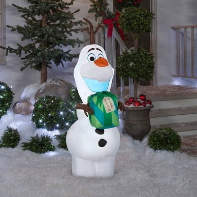 Disney 5.5ft Frozen Olaf with Gift Inflatable Christmas Decorations