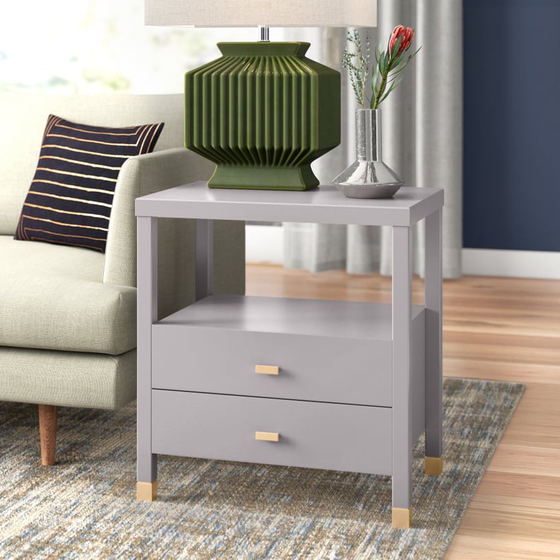 Solid Wood 2 Drawer End Table Storage