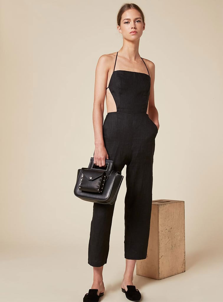 "Reformation's Spring collection comes with sexy, multifunctional pieces, like this Lelani jumpsuit ($198). It's easy but statement making, thanks to structure and a flirty open back." — HWM