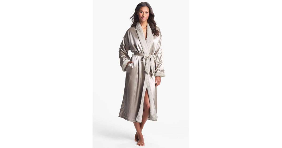 Giraffe at Home Faux Fur & Satin Robe Best Bathrobes For Women Gifts