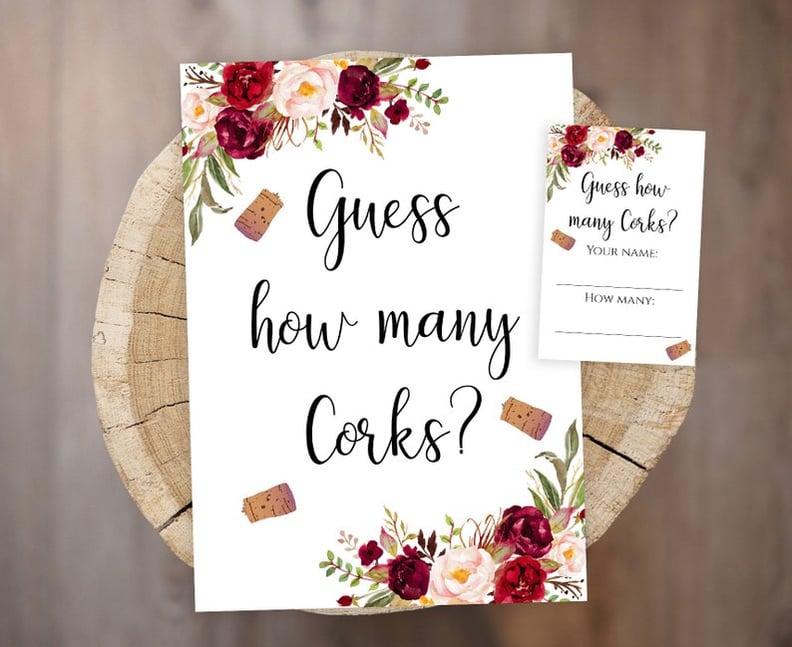 Guess How Many Corks Printable Bridal Shower Game