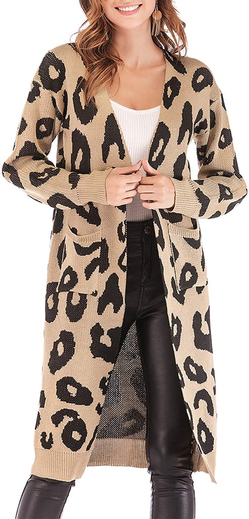 BTFBM Long-Sleeve Open Front Leopard Cardigan