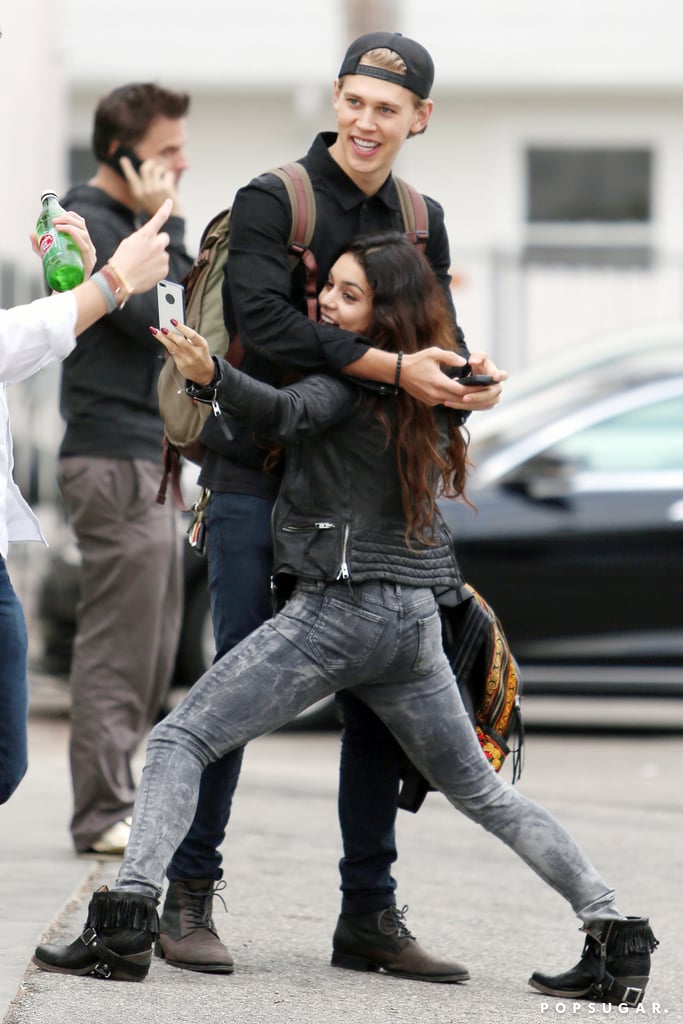 In December 2013, Vanessa Hudgens got silly while taking a selfie with boyfriend Austin Butler in Venice Beach, CA.