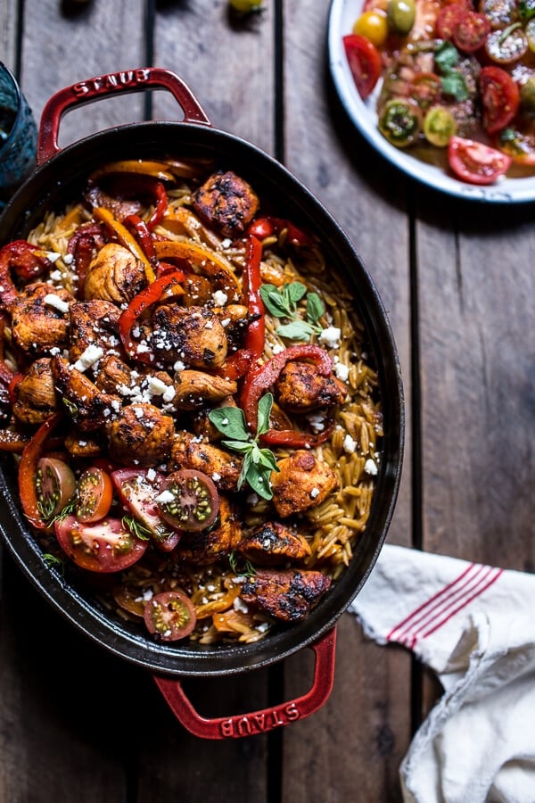 1-Pot Greek Oregano Chicken and Orzo With Tomatoes in Garlic Oil