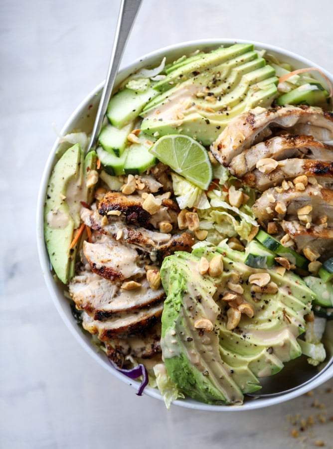 Chicken Avocado Salad With Peanut Dressing