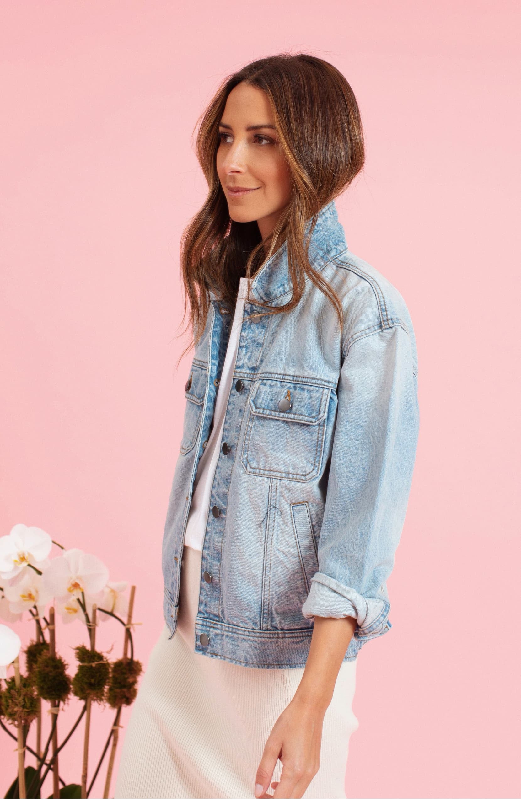 Something navy denim jacket top