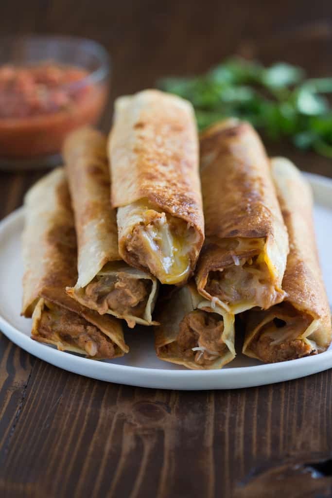 Vegetarian Crispy Bean and Cheese Burritos Easy Healthy Dinner