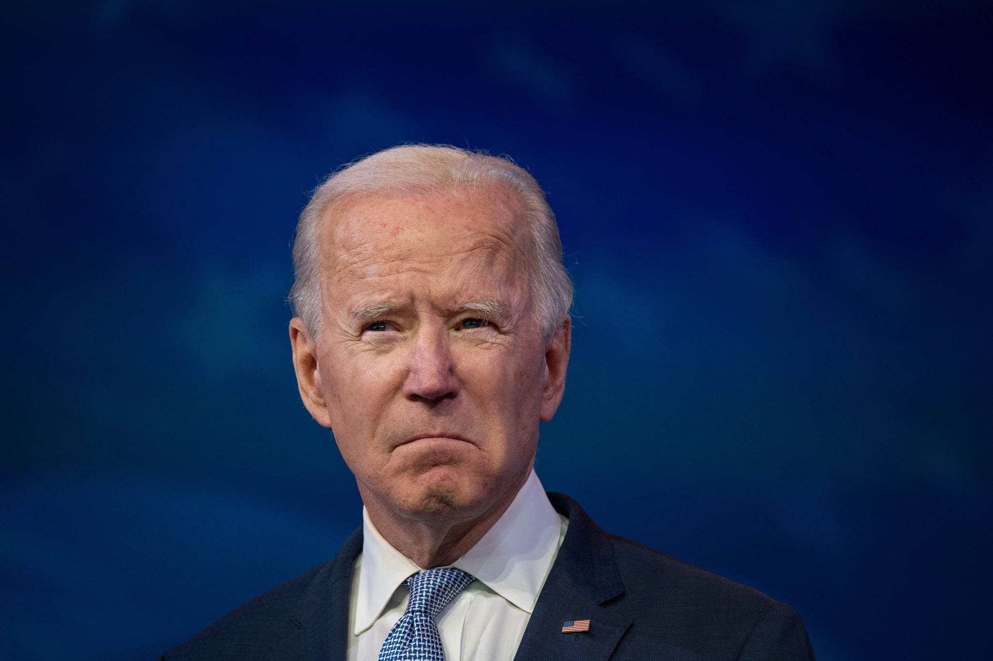 US President-elect Joe Biden speaks at the Queen Theatre on January 6, 2021, in Wilmington, Delaware. - Biden on Wednesday denounced the storming of the US Capitol as an 