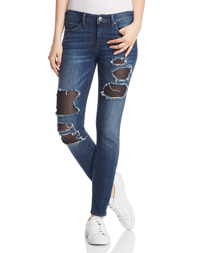 Halle Mesh-Patch Skinny Jeans in Cobalt Crush by True Religion