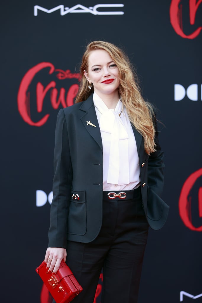 Emma Stone Keeps it Formal But Glamorous in Her Grey Louis Vuitton Suit  (View Pics)