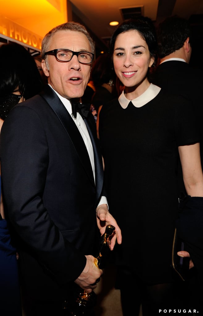 Sarah Silverman and Christoph Waltz chatted it up at Vanity Fair's Oscar afterparty.
Sarah Silverman and Christoph Waltz chatted it up at Vanity Fair's Oscar afterparty.