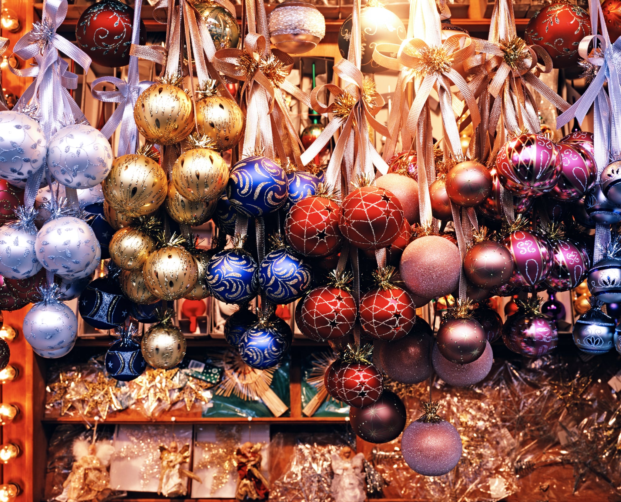 Christmas ornaments at Cologne Christmas Market. Cologne, Germany