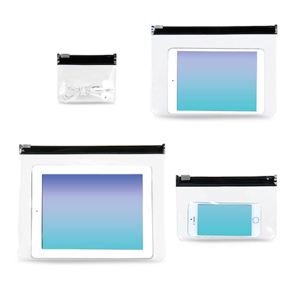 These tech zip pouches ($25).