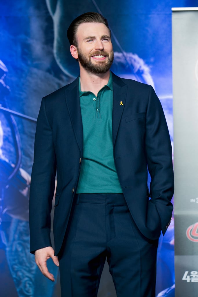 Chris Evans attended the Avengers photo call on Friday in South Korea.