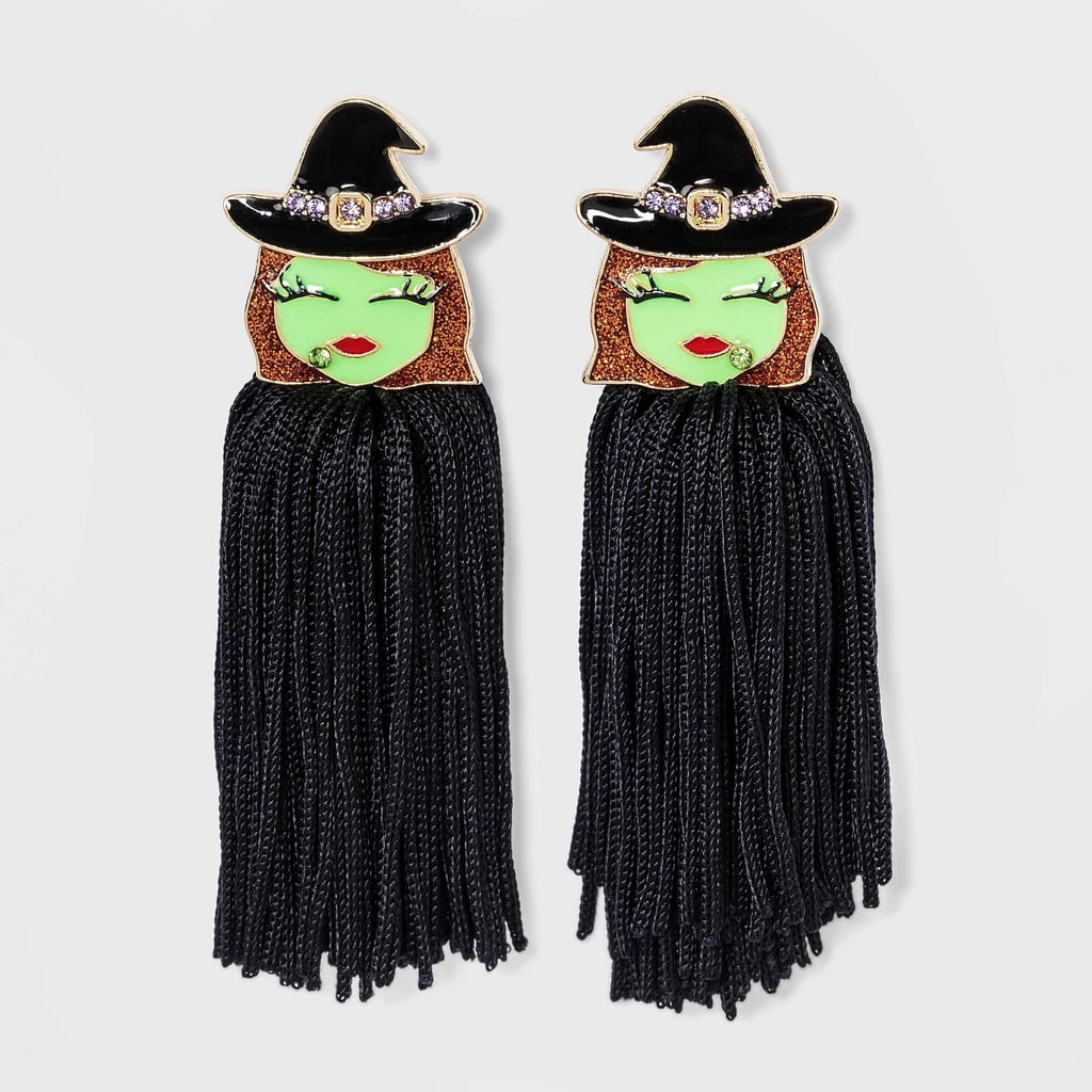 Black Cat-Inspired Tassel Drop Earrings