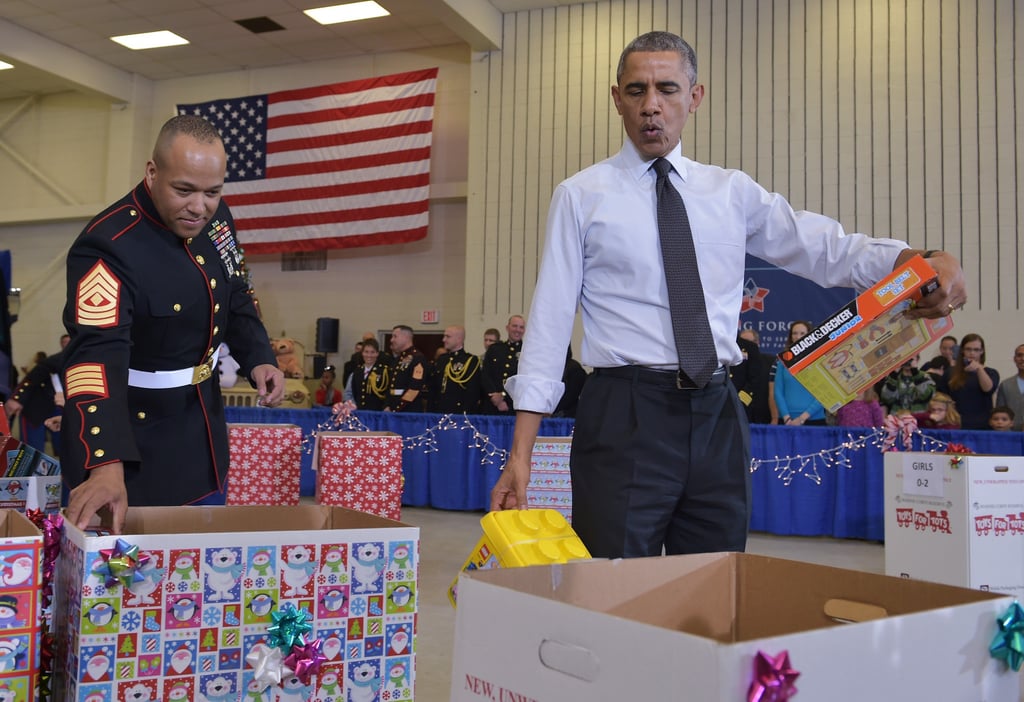 Obamas at the Marine Corps Toys For Tots Event 2014