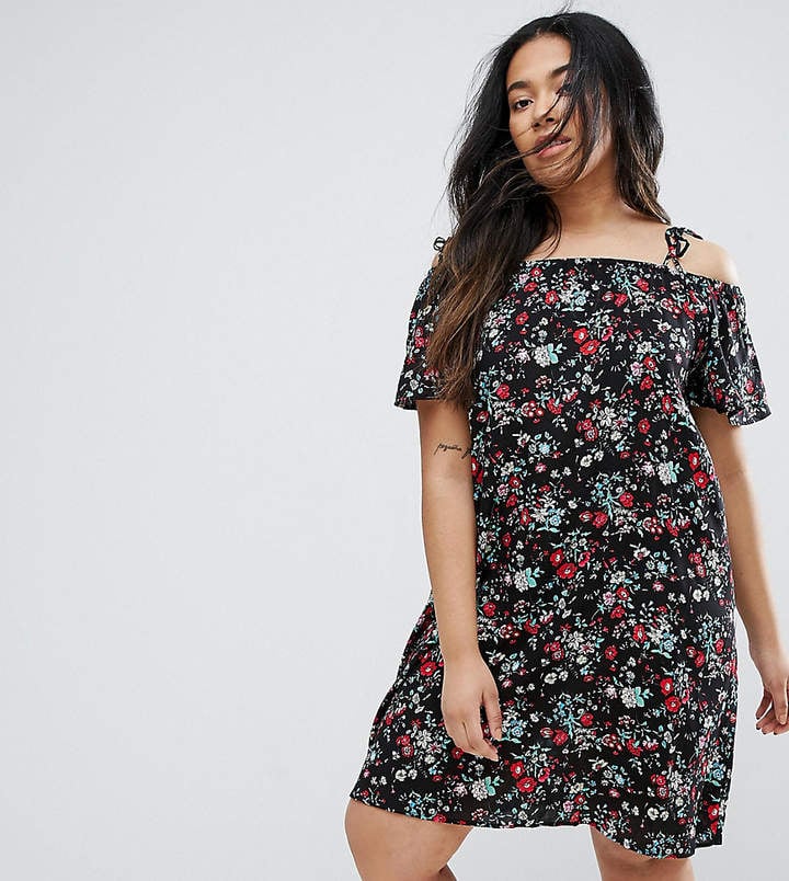 Yumi Plus Dress With Cold Shoulder In Floral Print Princess