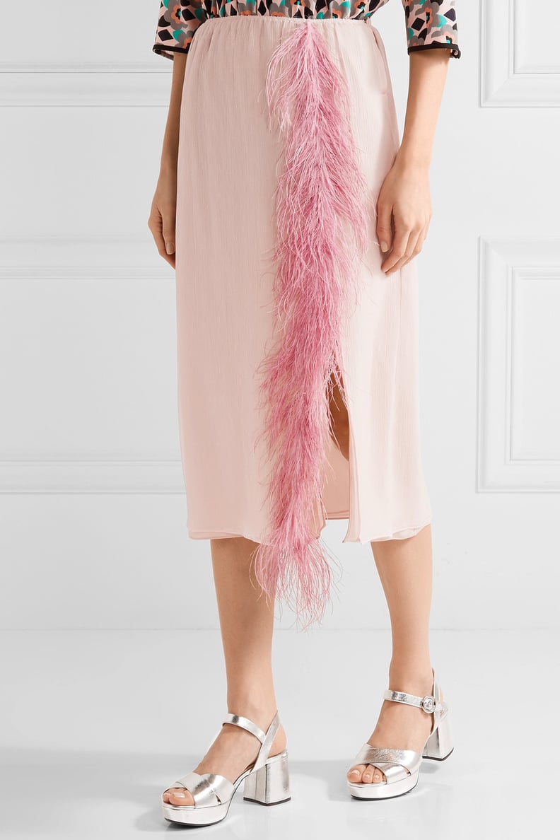 Prada Feather-Trimmed Skirt