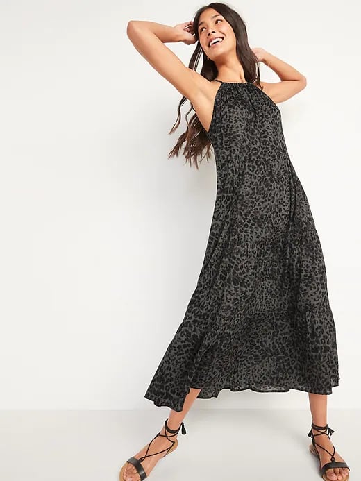 Old Navy Sleeveless Tiered Leopard-Print Maxi Swing Dress