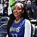 Jordyn Woods Wears Bedazzled #32 Jersey to Timberwolves Game