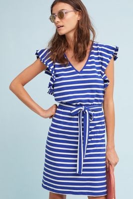 Flutter-Sleeve Striped Dress