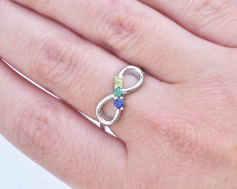 Infinity Ring With Round Birthstones