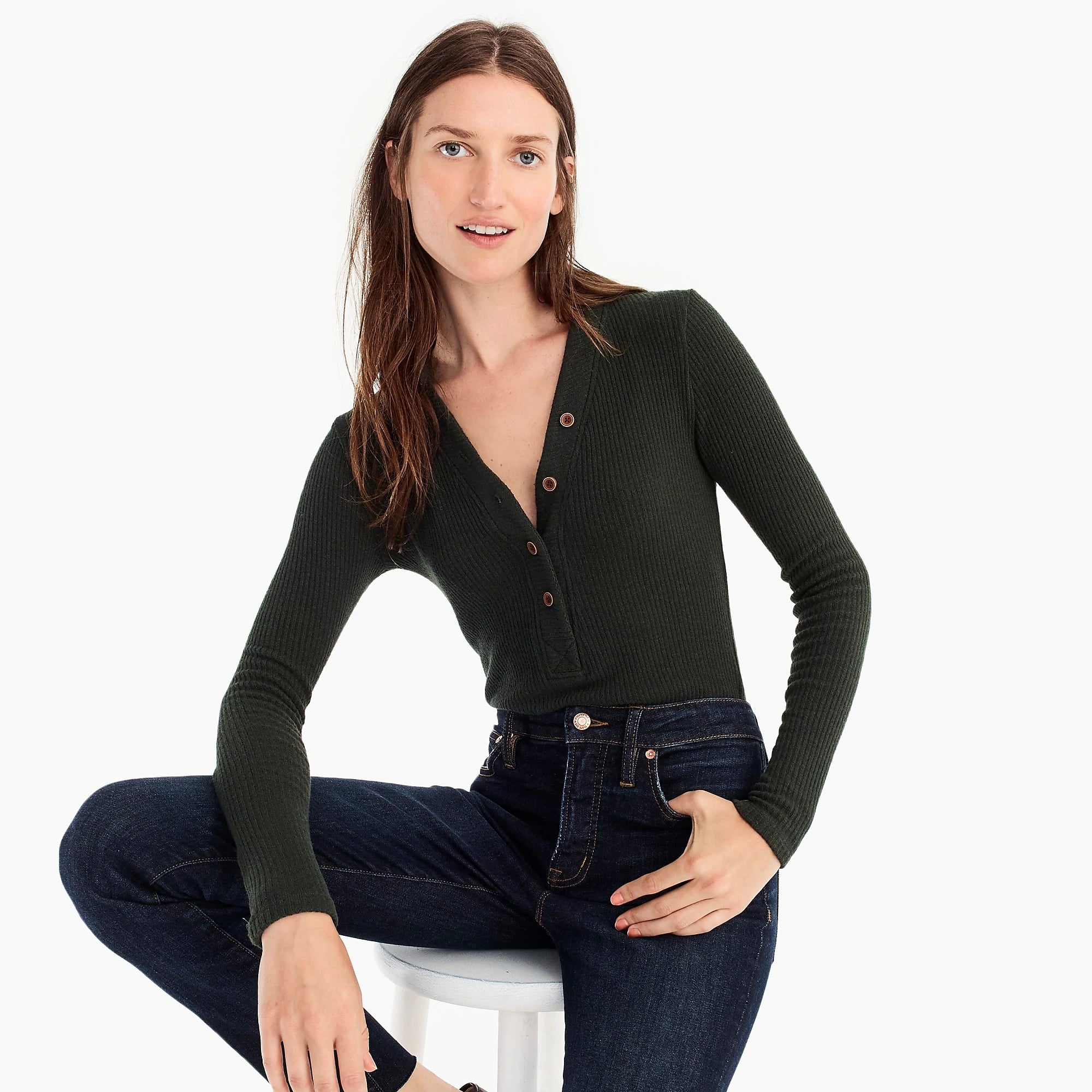ribbed henley bodysuit
