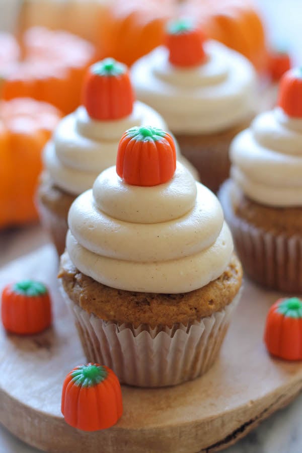 Pumpkin Cupcakes With Cream Cheese Frosting | Pumpkin Dessert Recipes ...