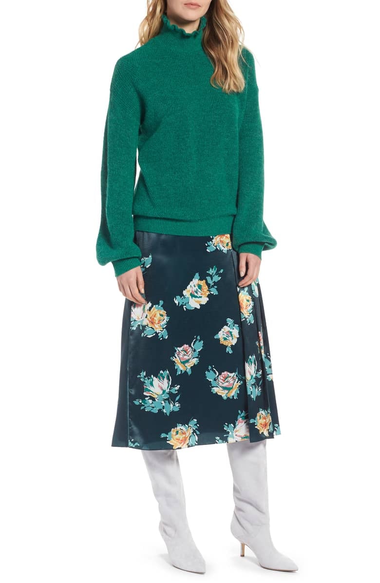 Halogen ruffle cheap neck sweater
