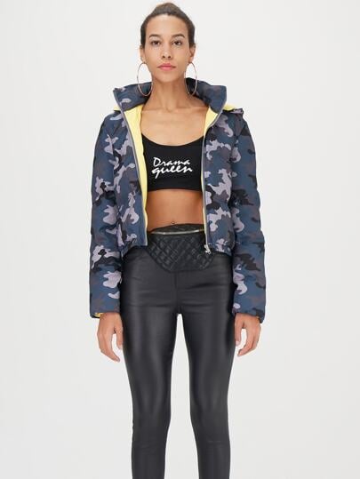 Shein Camo Print Hooded Padded Jacket