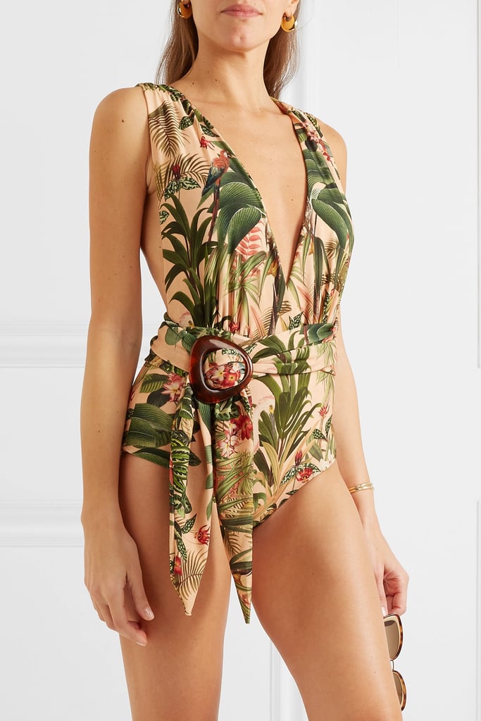 PatBO Paradise Belted Printed Swimsuit