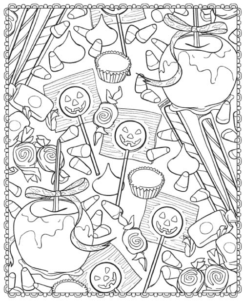 Candy Apples and Lollipops Printable | Printable Halloween Coloring ...