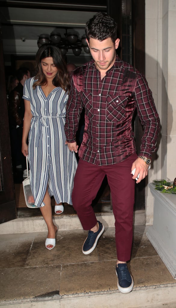 Priyanka Chopra Striped Dress With Nick Jonas