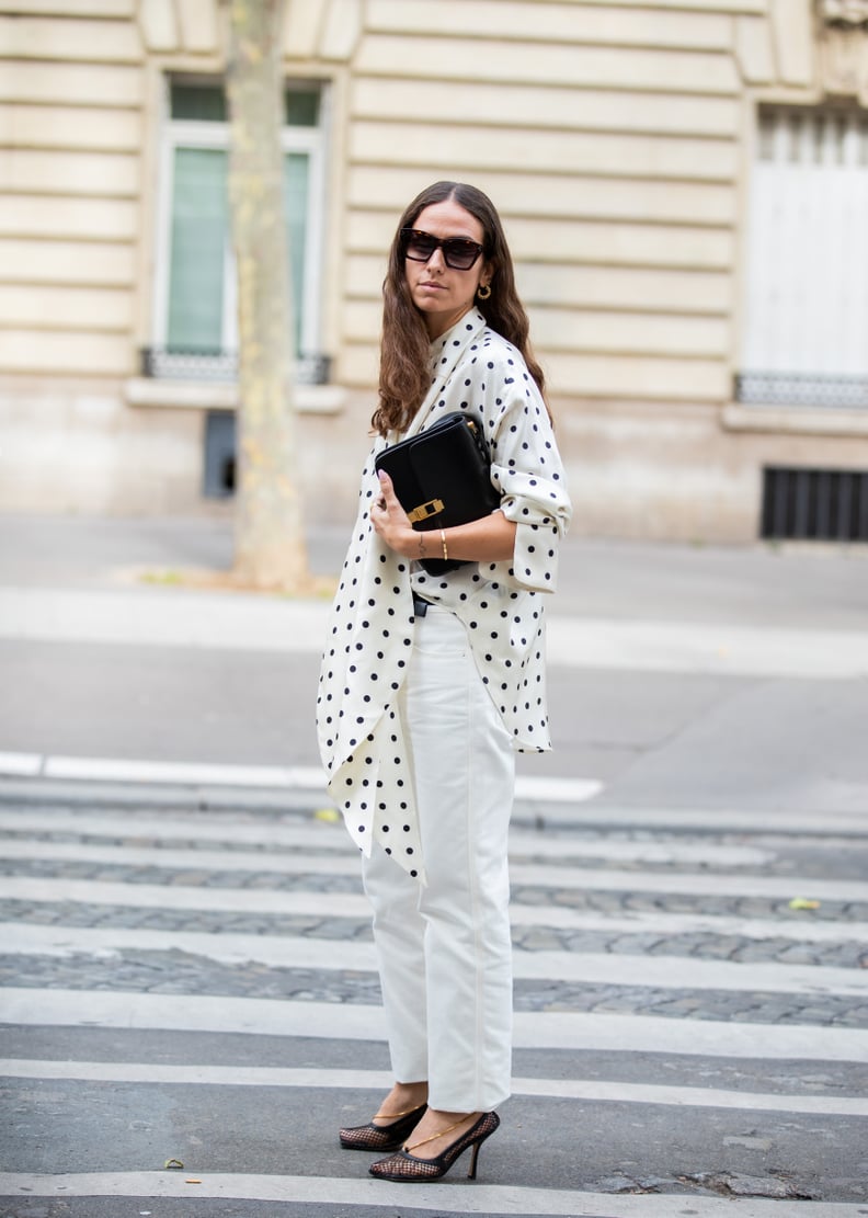 white polka dot top outfit