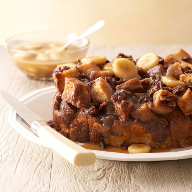 Caramel Banana Pecan Bread Casserole