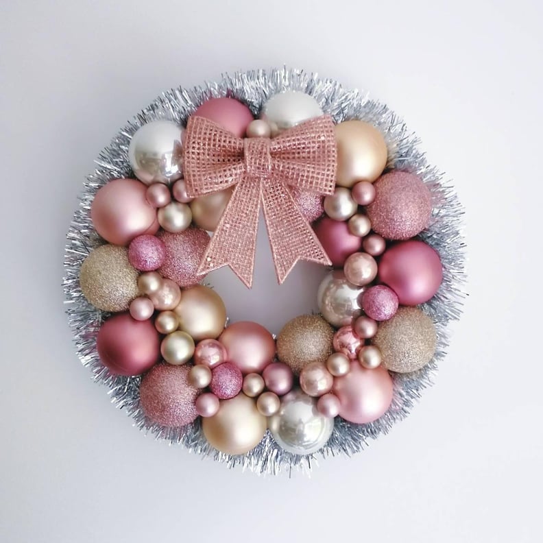 Gold, Velvet Pink and Neutrals Luxury Bauble Wreath
