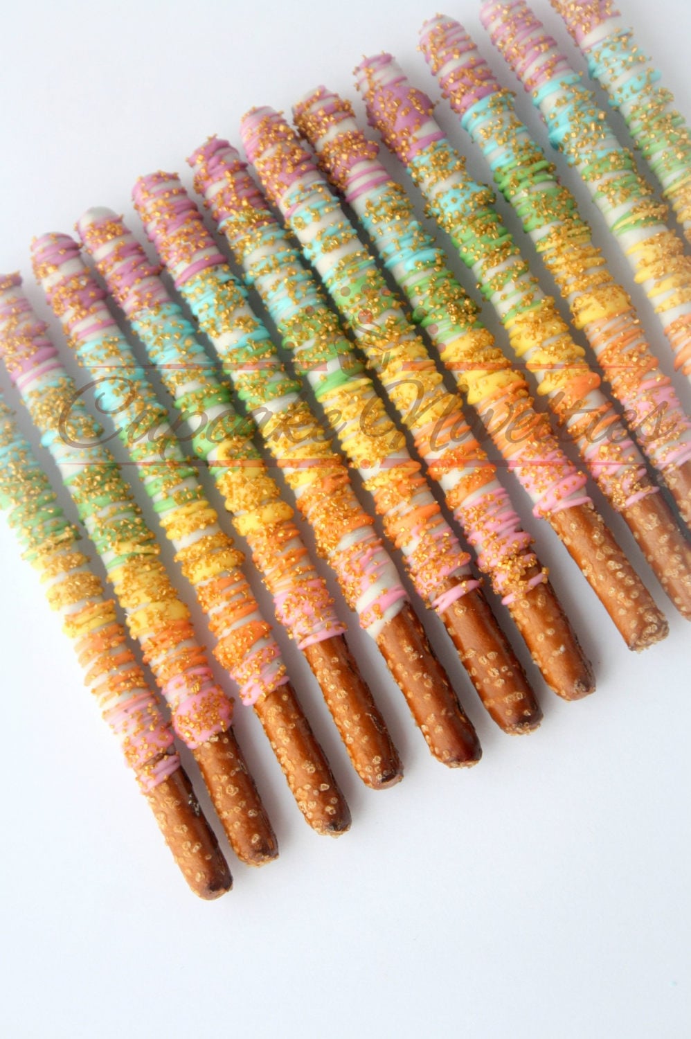 Rainbow Chocolate Covered Pretzel Favors Bright And Cheery