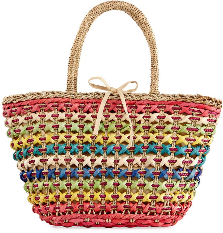 La Sera Daybreak Multicolor Straw Tote Bag, Neutral