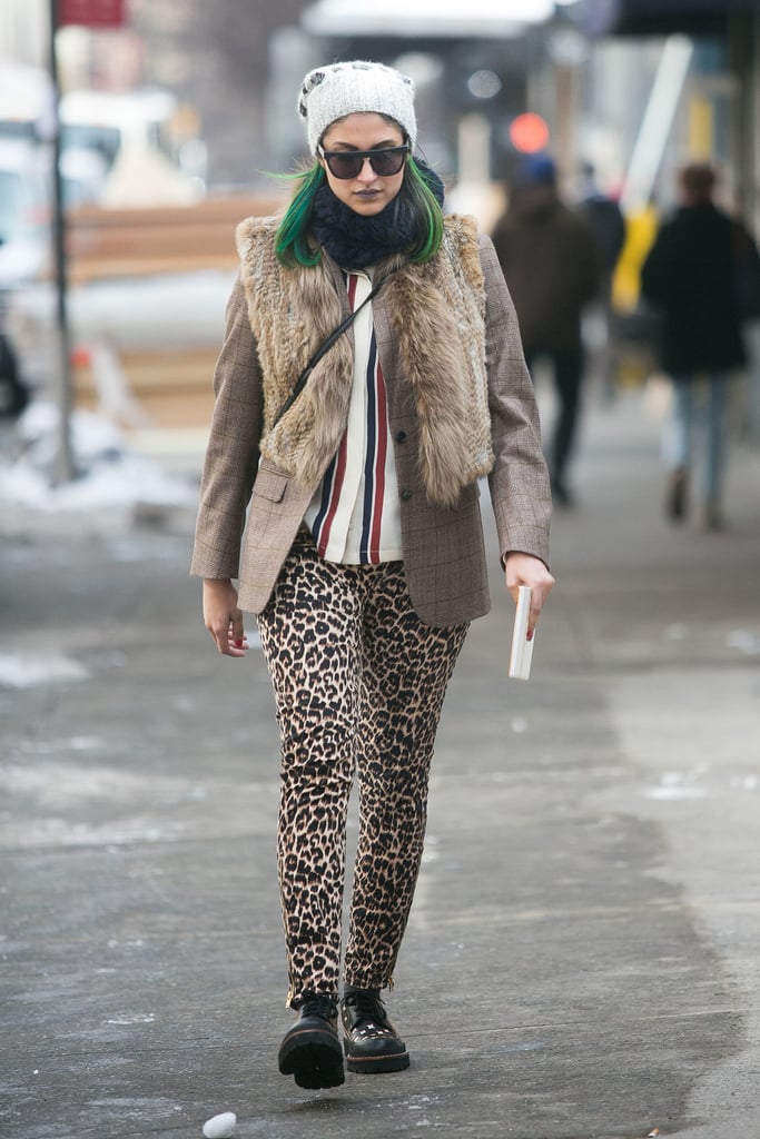 If the fur vest layered over a blazer wasn't enough, Preetma Singh made sure to add a fur scarf into the bright and bold mix.