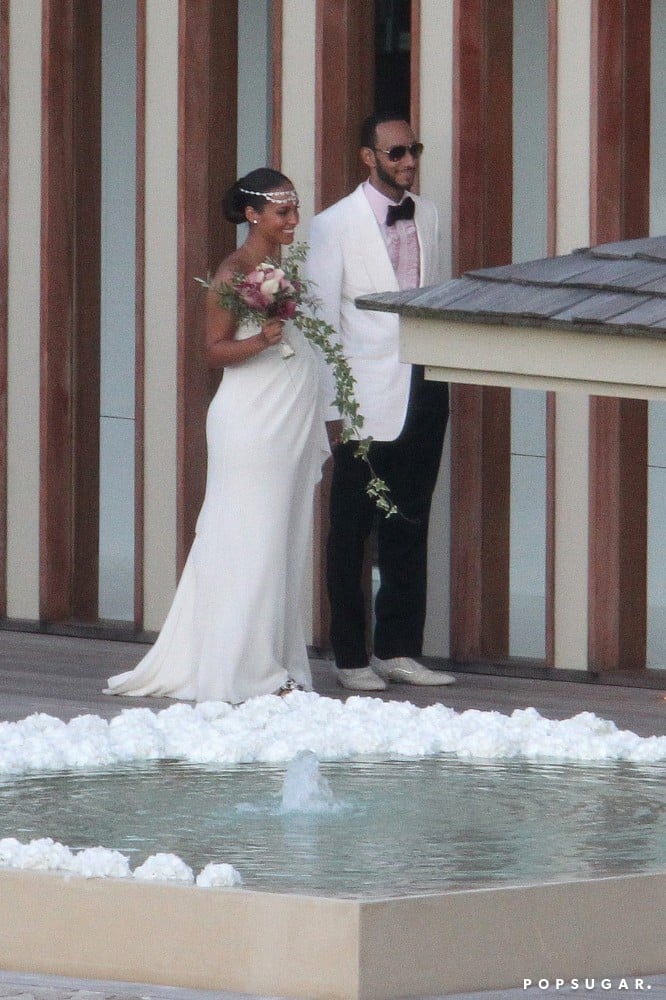 ivory silk goddess gown for Alicia Keys 