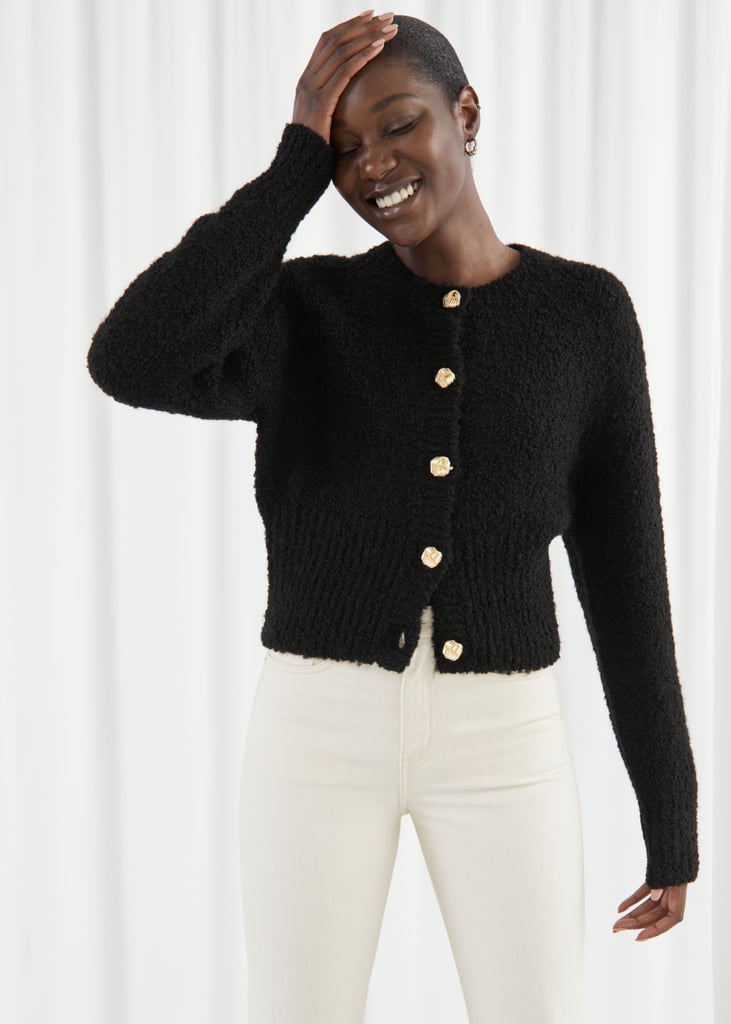 Bouclé Knit Cropped Cardigan