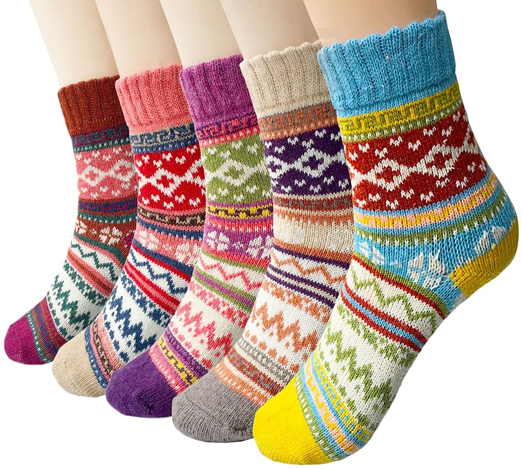 5 Pairs Vintage Soft Cabin Warm Womens Wool Socks