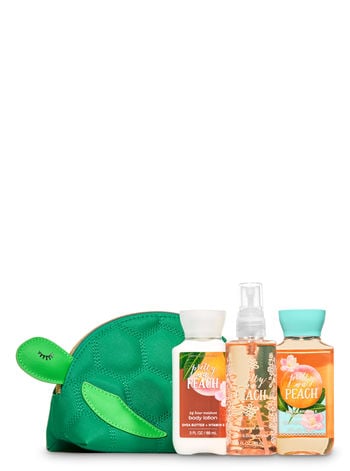 Bath and Body Works Pretty as a Peach Mini Turtle Cosmetic Bag Gift Set