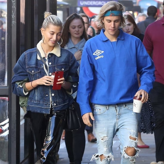 Hailey Baldwin Black Leather Pants With Justin Bieber 2018